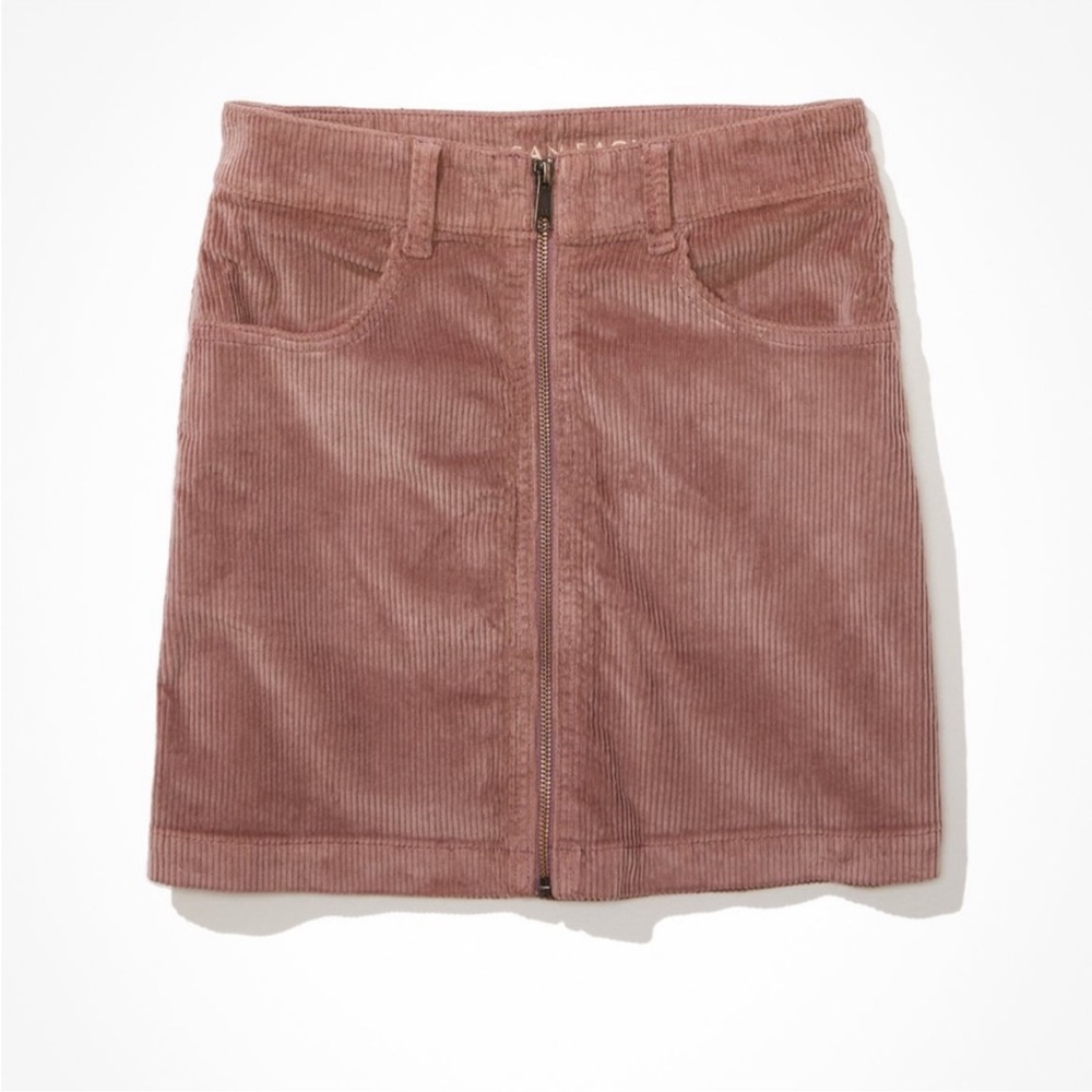 American Eagle Pink Corduroy Hi Rise A Line Skirt